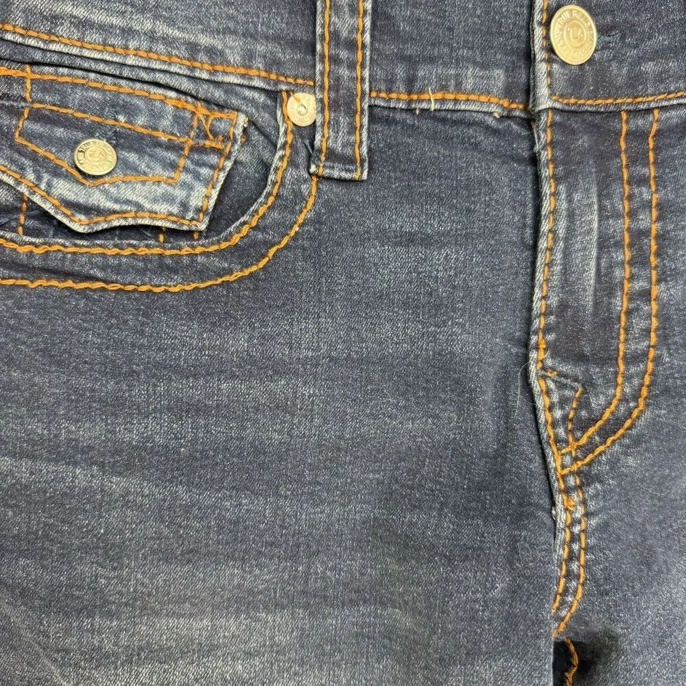 True Religion NEW Geno Big T Flap Slim Jean Men 29 Dark Roper Wash $199 Stretch